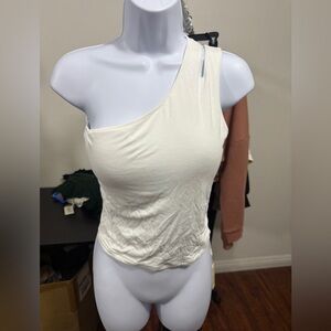 OGL White One-Shoulder brami Top